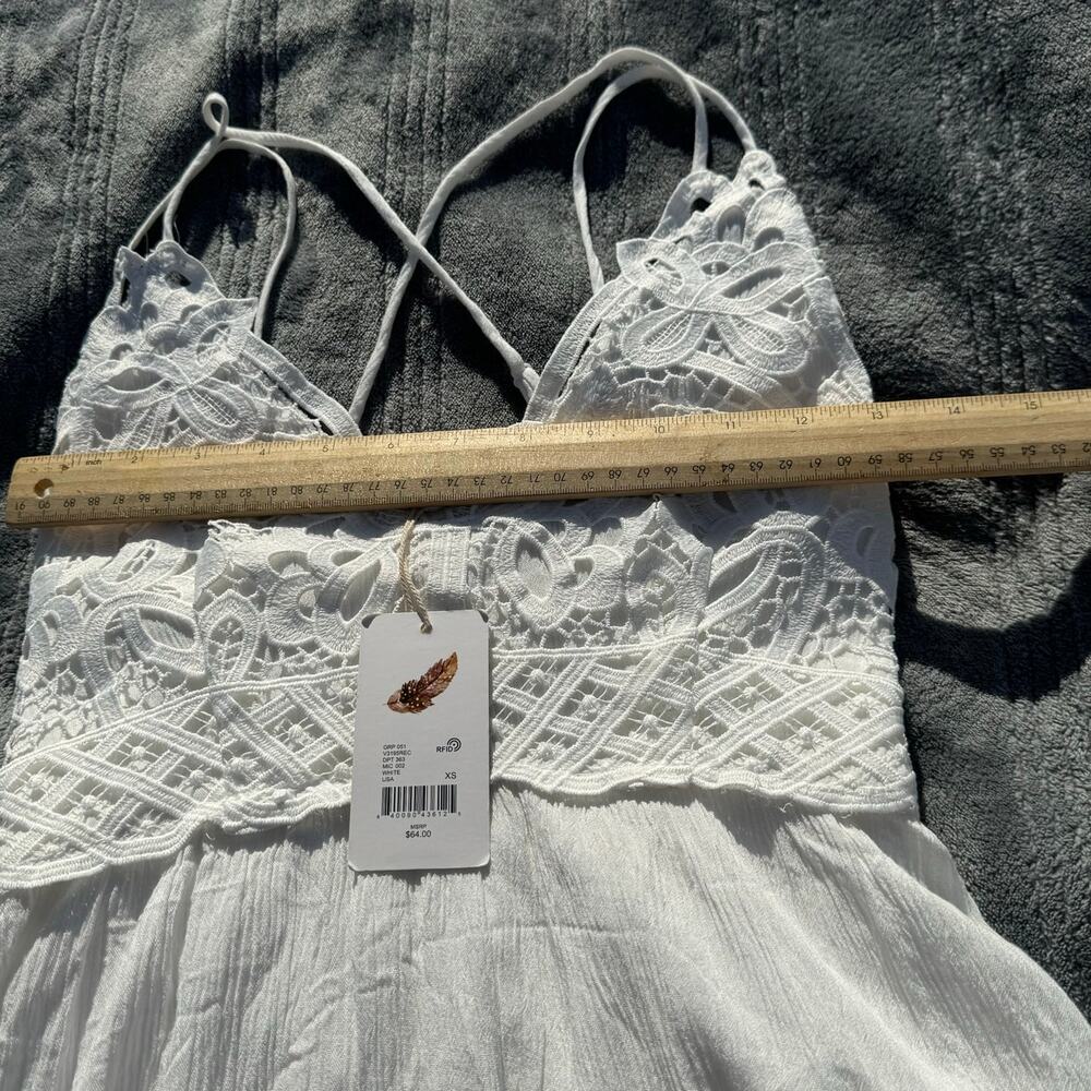 NWT C&V Chealsea & Violet Boho White Strappy Lace Mini Slip Dress Women’s XS - Picture 10 of 13